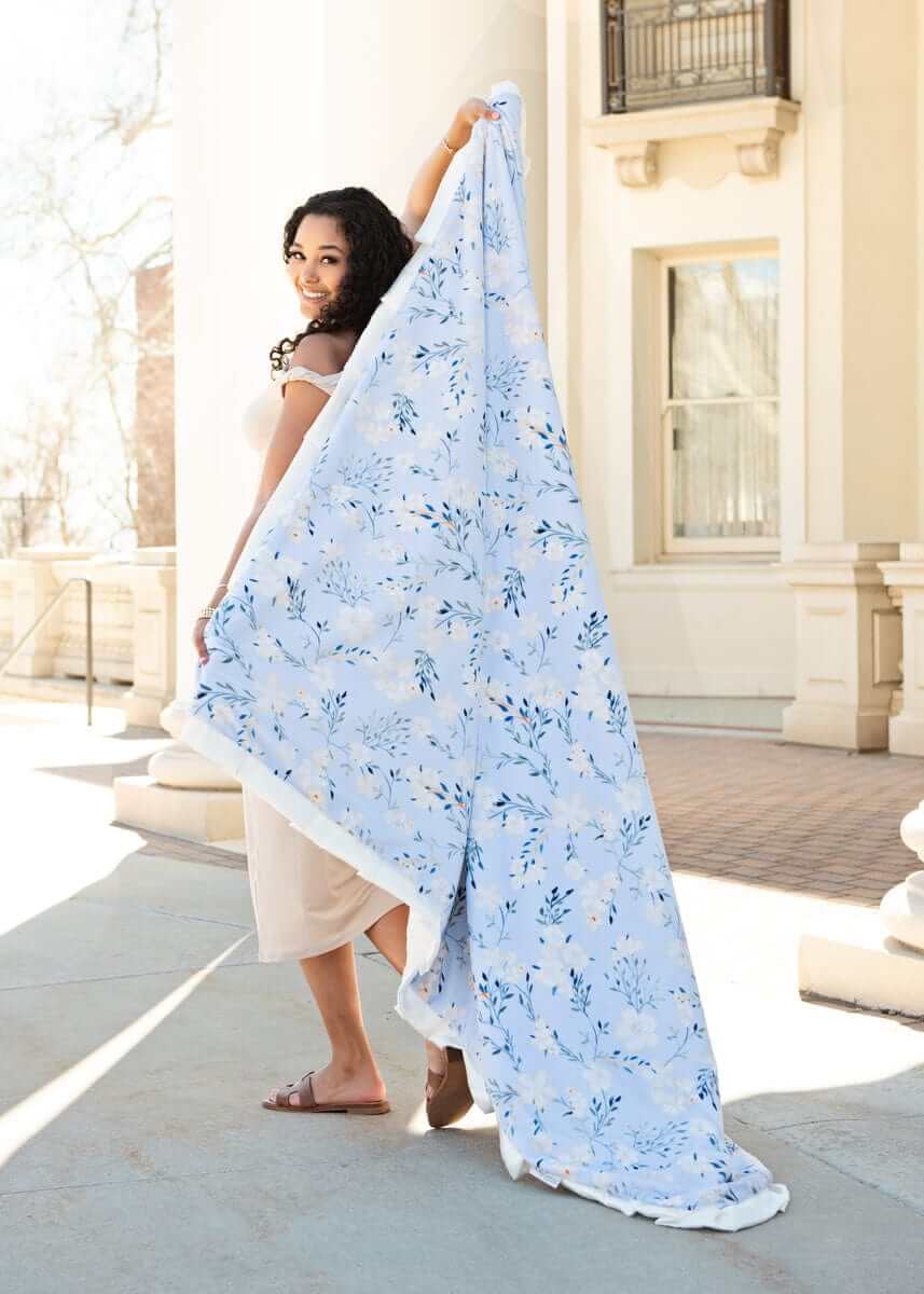 Sky Blue Wildflower Blanket | Minky Couture