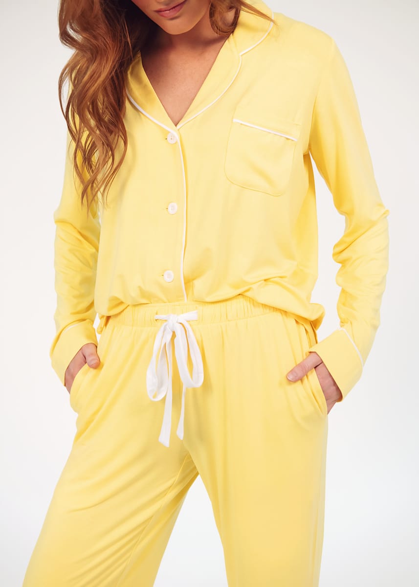 Women's Button Up Pant Set  - Lemon Drop