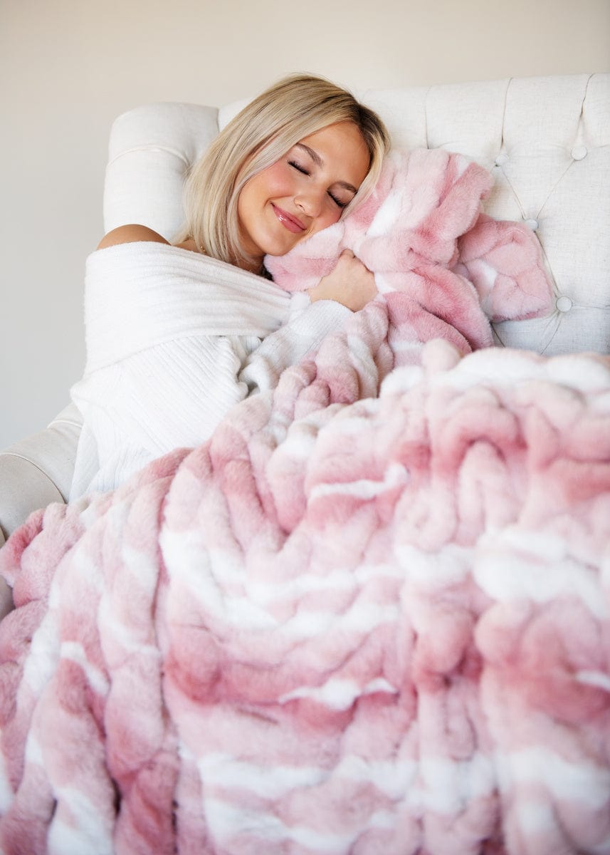 Minky couture Hugs Swirl Pink Plush Monster Blanket