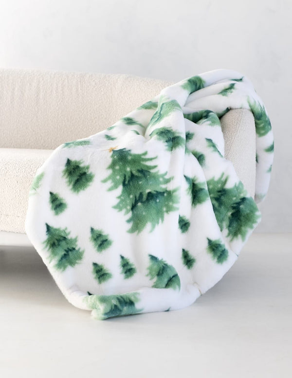 Lush White Winter Forest Blanket