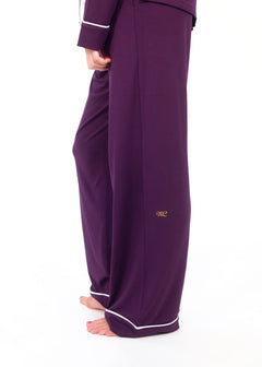 Women's Button Up Pant Set - Deep Purple