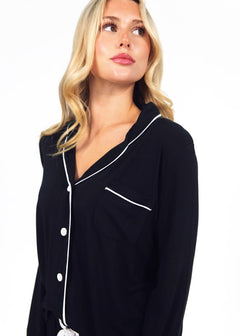Women's Button Up Pant Set - Black