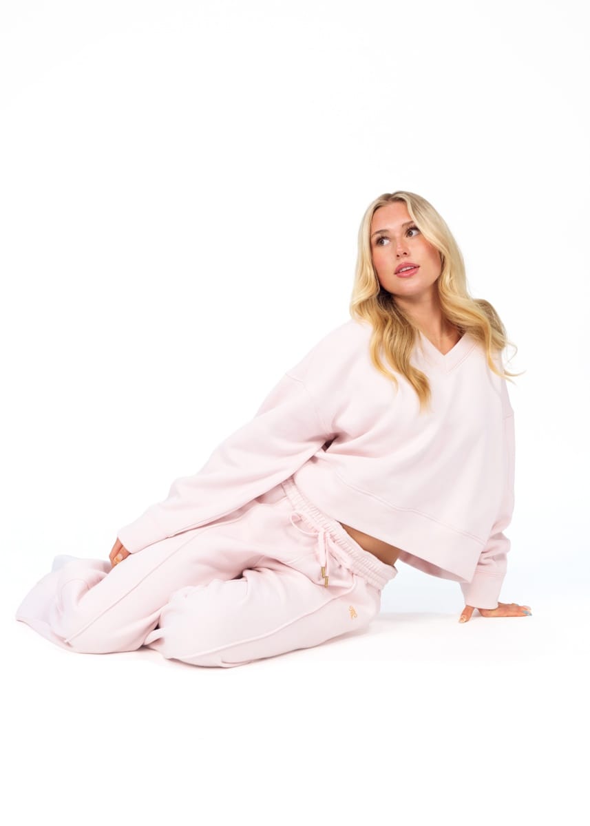 Women's V-Neck Sweatshirt - Ballet Pink