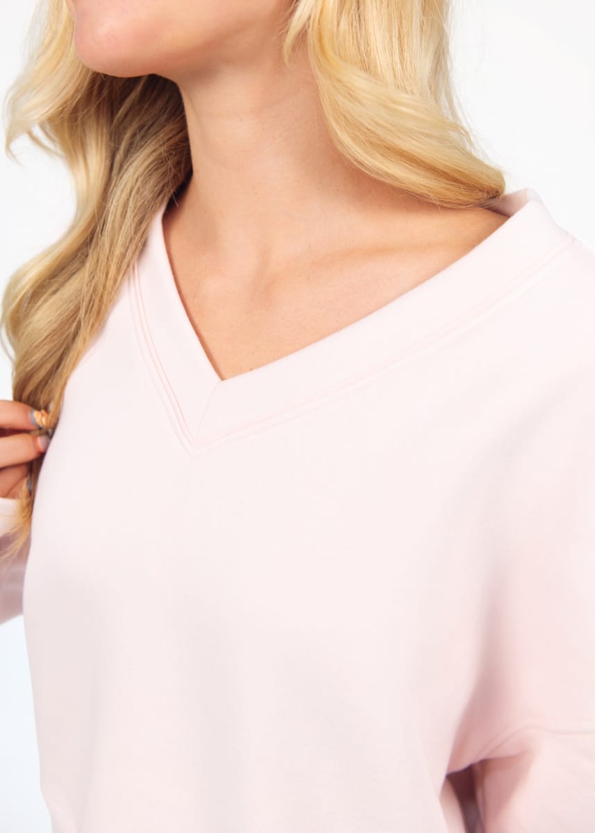 Women's V-Neck Sweatshirt - Ballet Pink