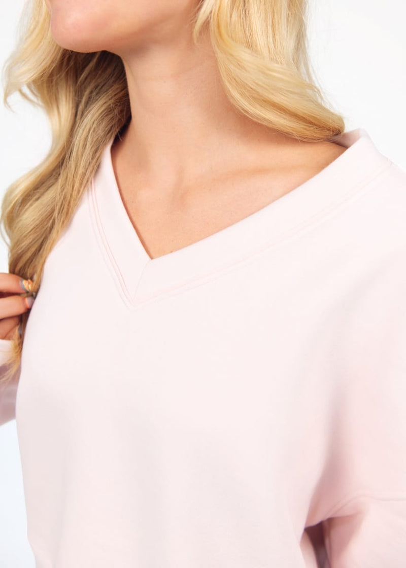 Women's V-Neck Sweatshirt - Ballet Pink