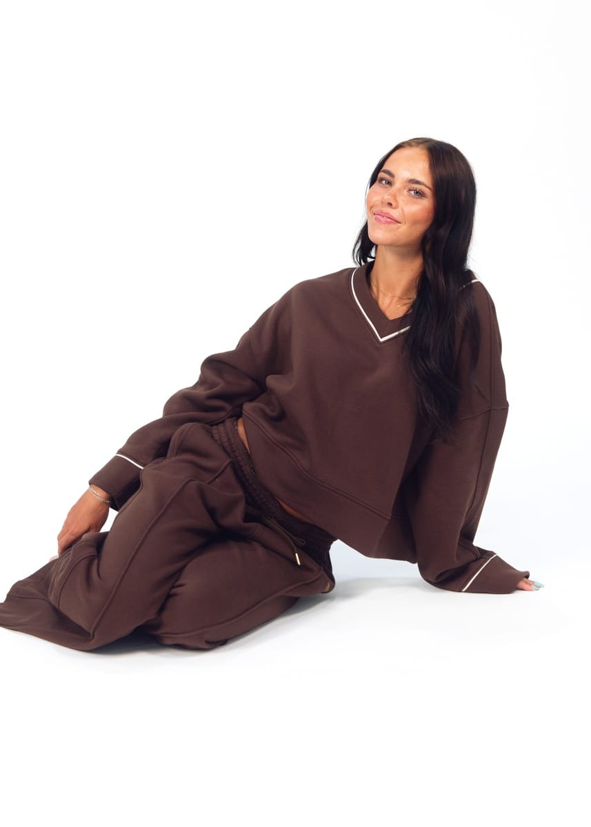 Women's Wide Leg Sweat Pant - Coffee