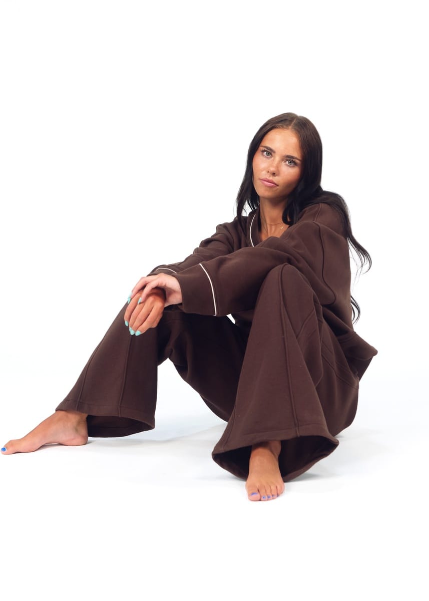 Women's Wide Leg Sweat Pant - Coffee