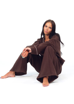 Women's Wide Leg Sweat Pant - Coffee