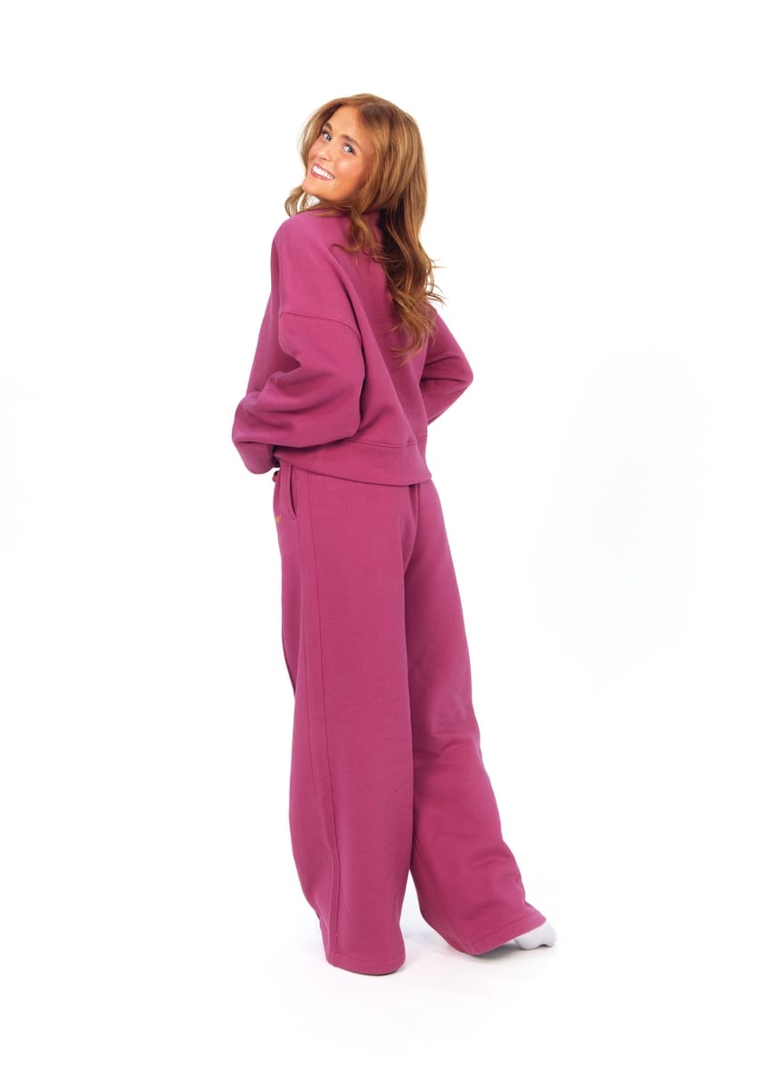 Women's Wide Leg Sweat Pant - Berry