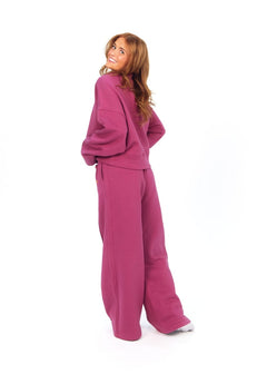 Women's Wide Leg Sweat Pant - Berry