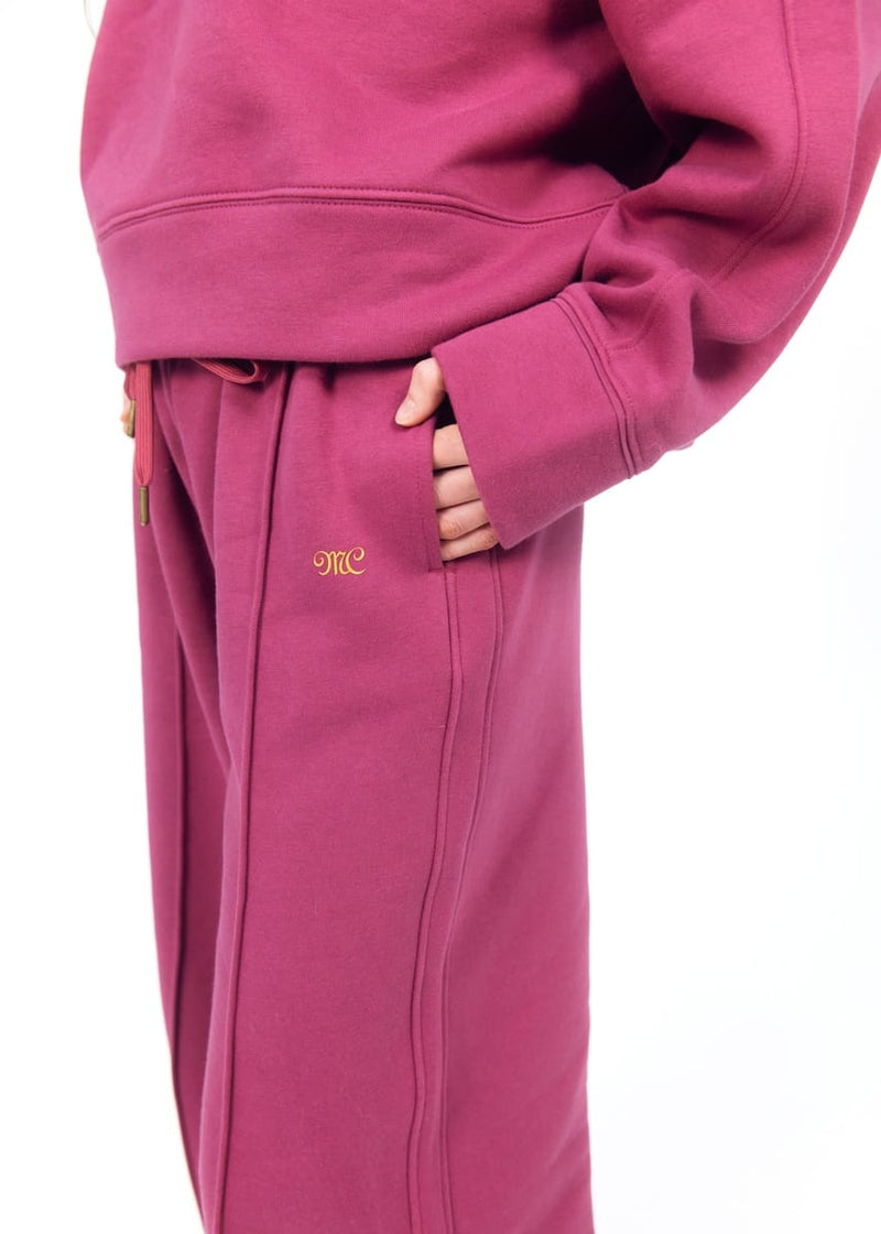 Women's Wide Leg Sweat Pant - Berry