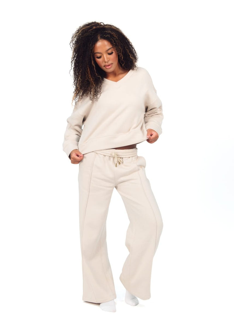 Women's Wide Leg Sweat Pant - Oatmeal