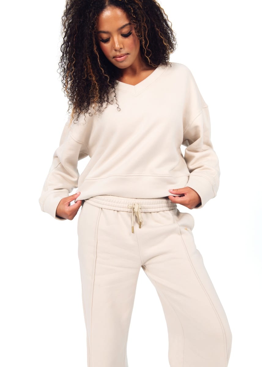 Women's Wide Leg Sweat Pant - Oatmeal
