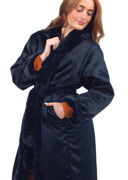 Satin Navy Robe