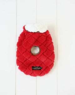 Pet Vest in Red/Cream, a plush and soft vest for pets by Minky Couture, featuring a reversible design.