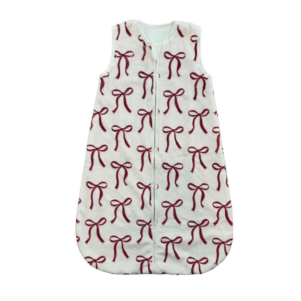 Red Ribbon Bows Wearable Minky Blanket | Minky Couture
