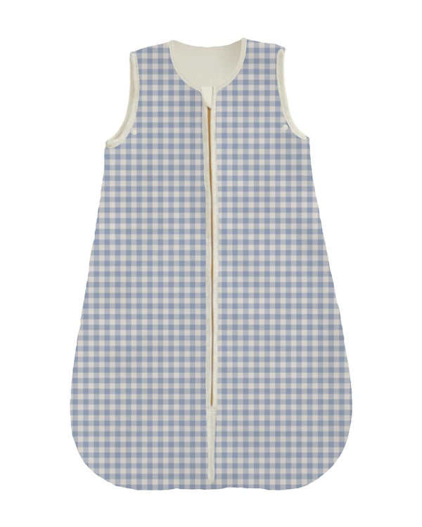 Dusty Blue Gingham Wearable Minky Blanket