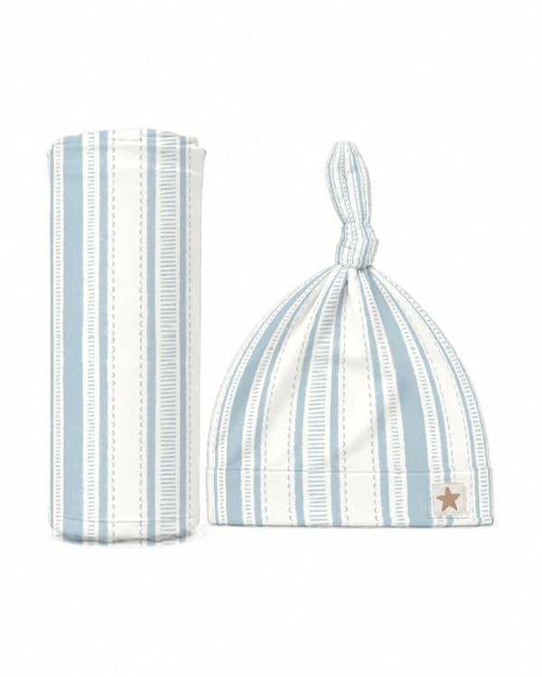 Swaddle and Hat - Coastal Stripe