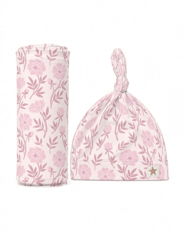 Swaddle and Hat - Sconset Rose