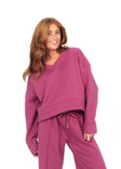 Women's V-Neck Sweatshirt - Berry