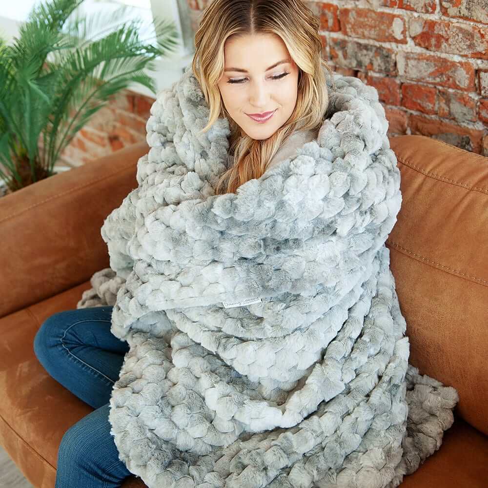 Belgian Waffle Pewter Blanket (adult 50inx60in)