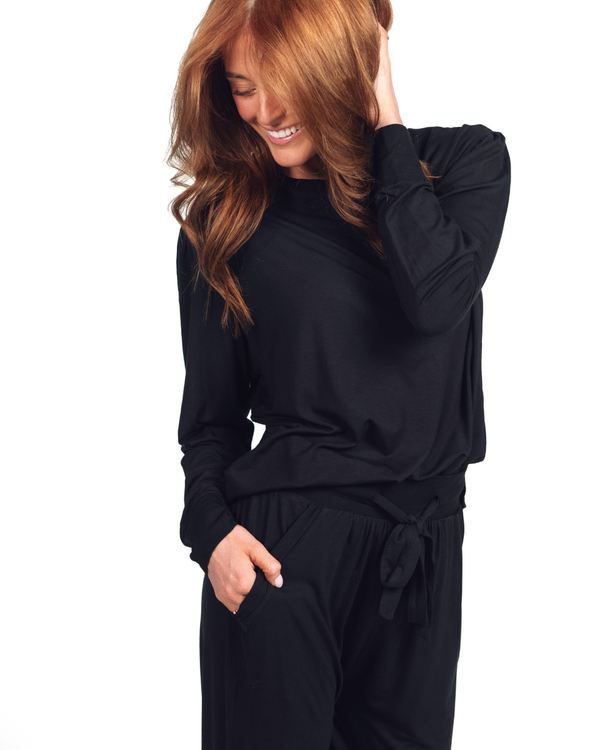 Women's Bamboo Pullover Set - Black