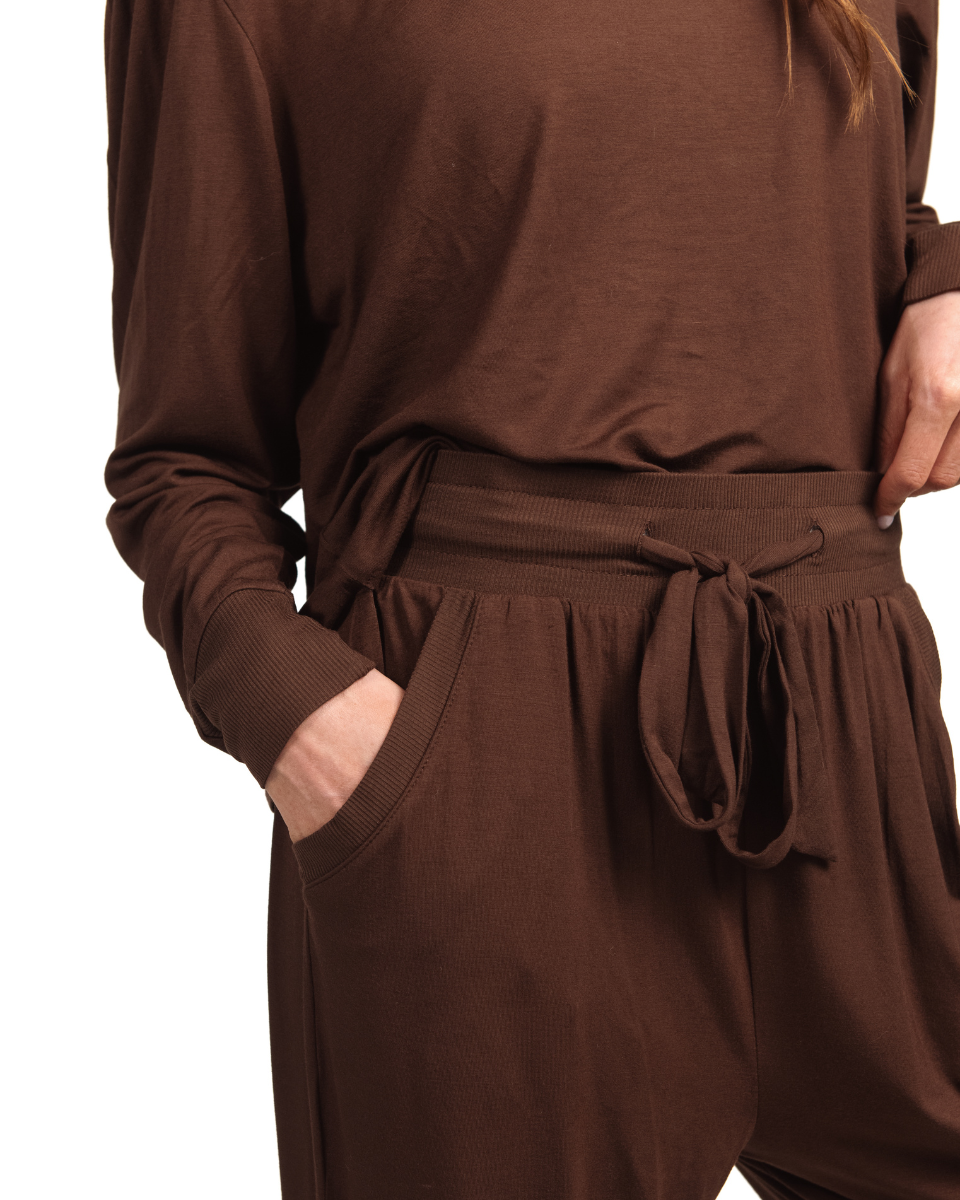 Women's Bamboo Pullover Set - Coffee