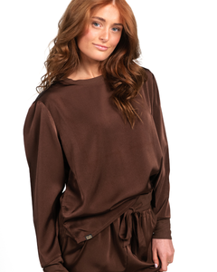 Women's Satin Pullover Set - Coffee