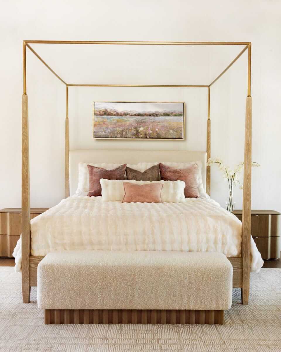 Cream Cloud Duvet on a stylish canopy bed with plush pillows and soft fabrics, creating a serene bedroom retreat.