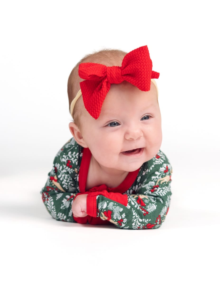 Snug-Fitting Infant Zippered Footie - Green Reindeer
