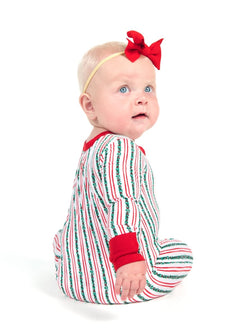 Snug-Fitting Infant Zippered Footie - Holly Stripe