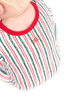 Snug-Fitting Infant Zippered Footie - Holly Stripe