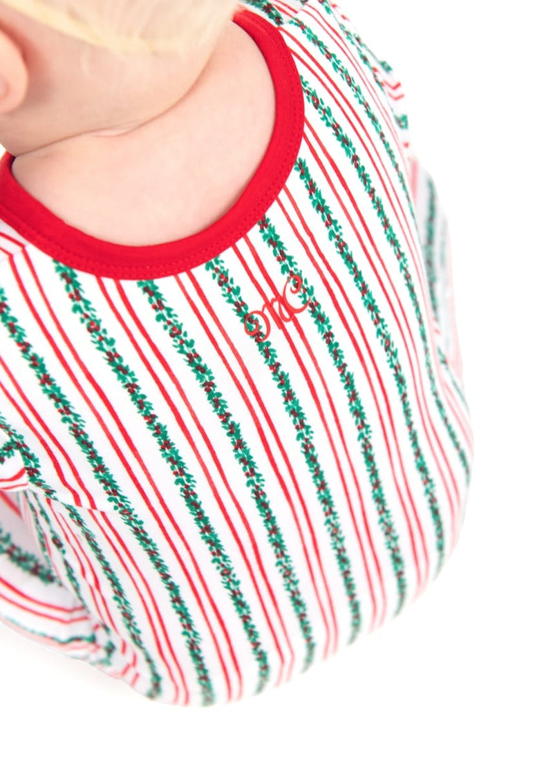 Snug-Fitting Infant Zippered Footie - Holly Stripe