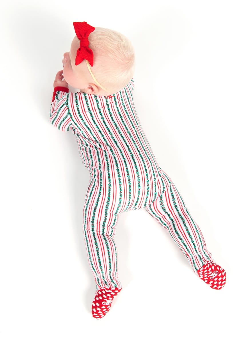 Snug-Fitting Infant Zippered Footie - Holly Stripe