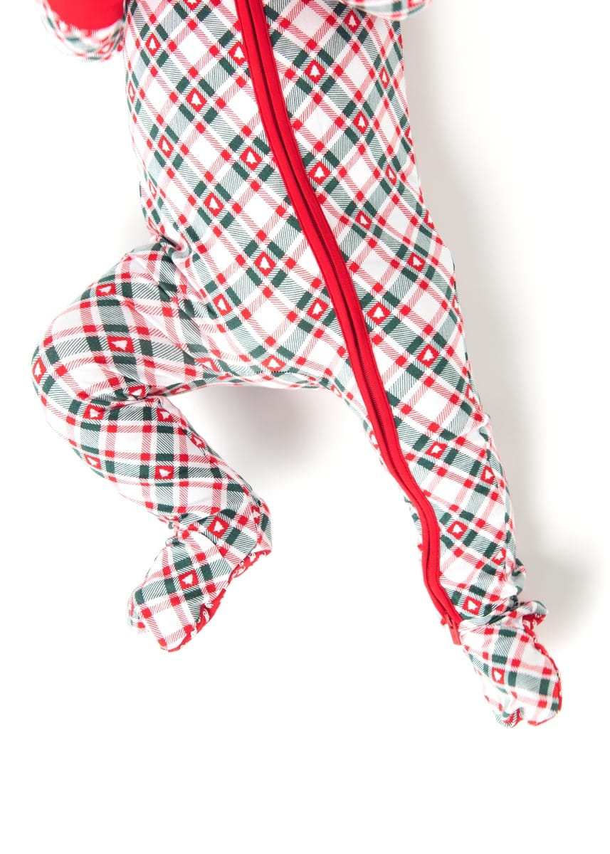 Snug-Fitting Infant Zippered Footie - Tree Plaid