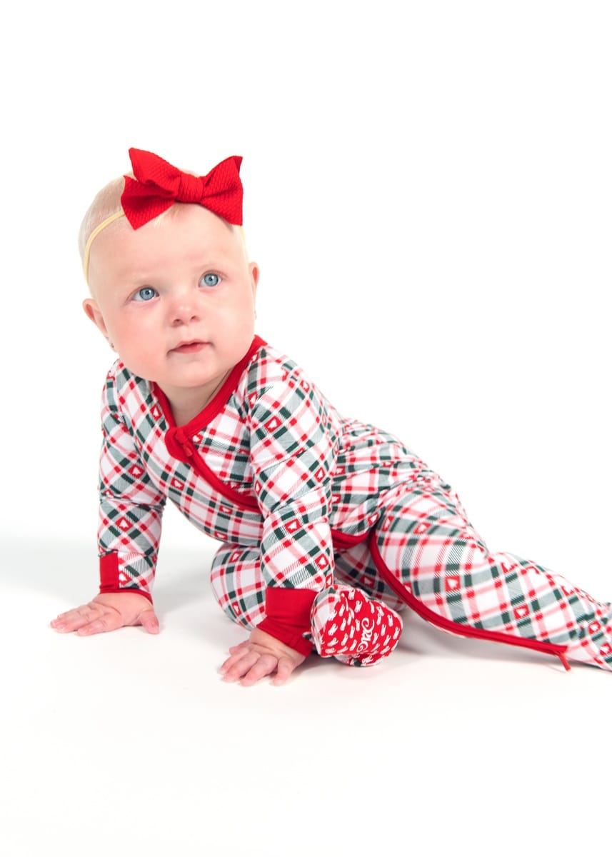 Snug-Fitting Infant Zippered Footie - Tree Plaid