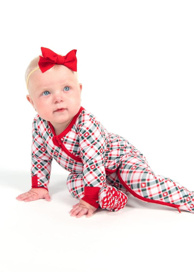 Snug-Fitting Infant Zippered Footie - Tree Plaid