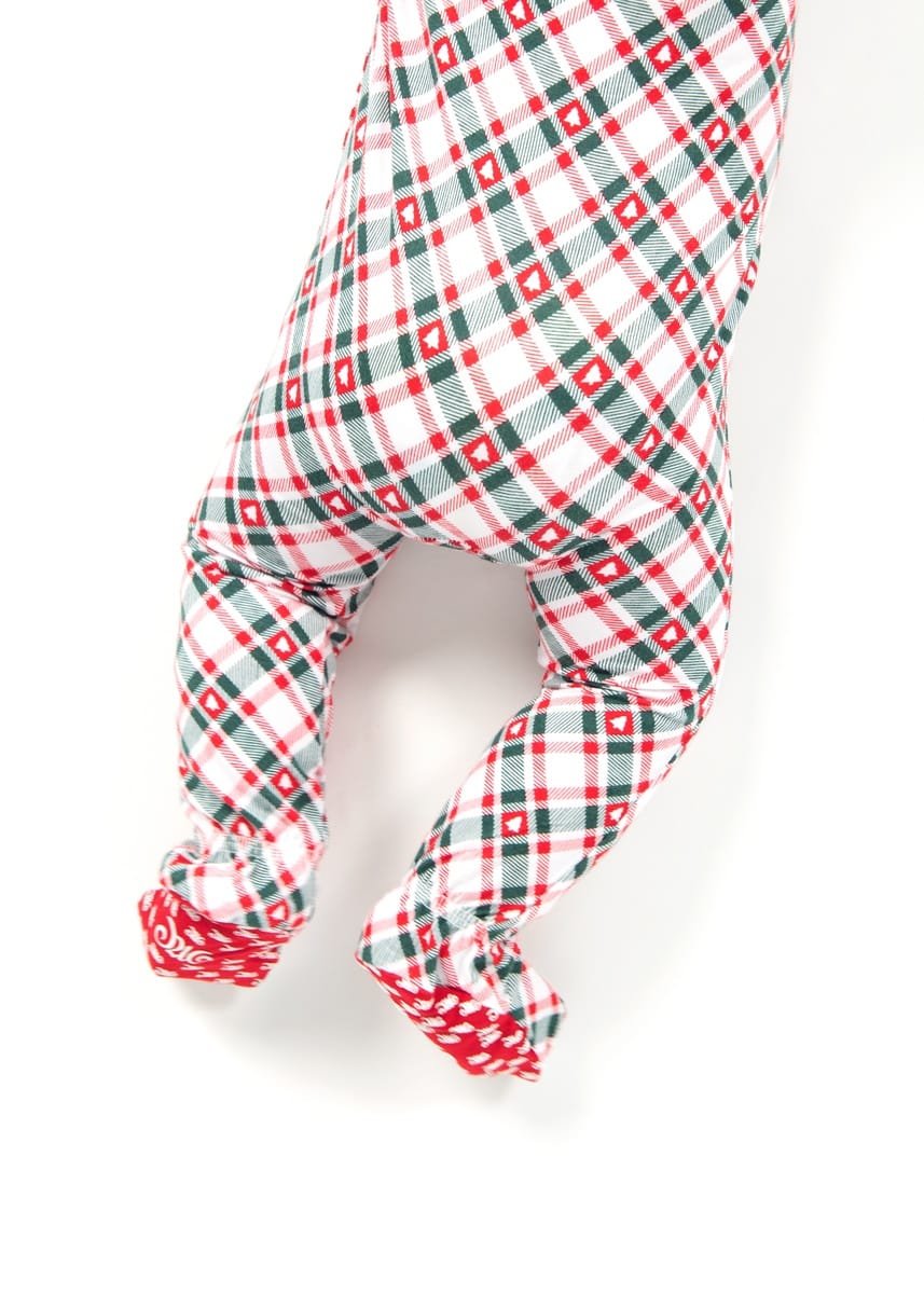 Snug-Fitting Infant Zippered Footie - Tree Plaid