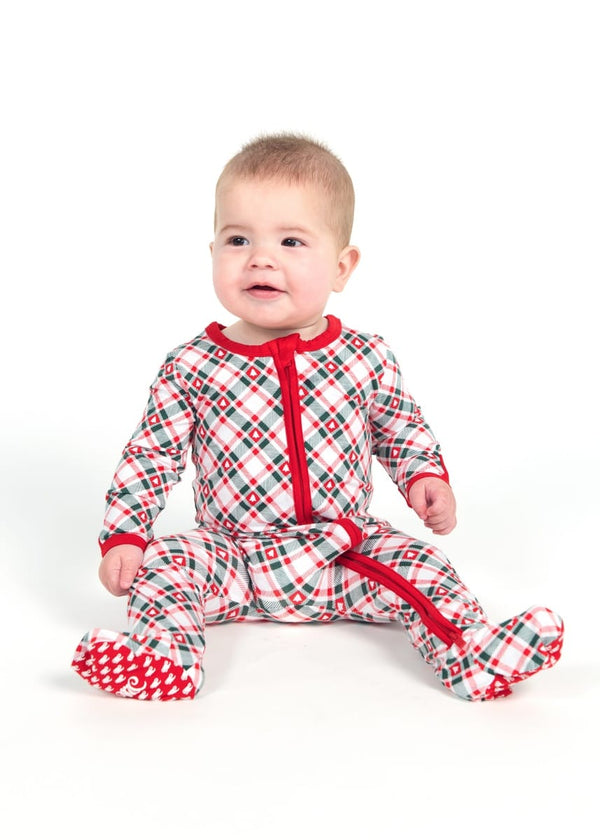 Snug-Fitting Infant Zippered Footie - Tree Plaid