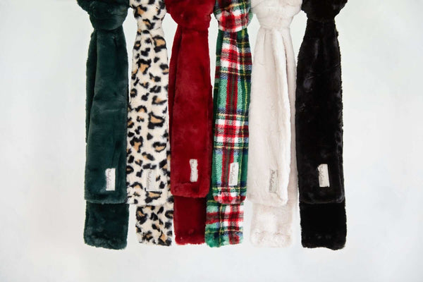 Minky Couture Lush Scarf collection featuring soft, chic styles in various colors including plush and minky options.