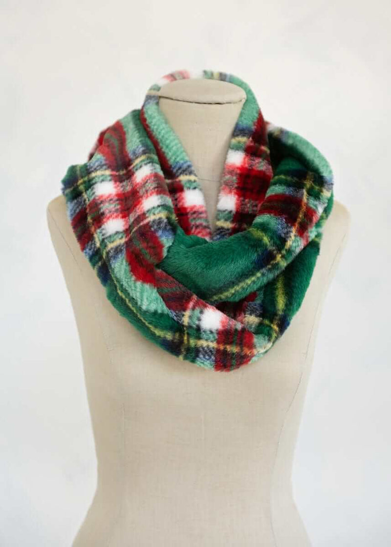 Lush Scarf in festive Christmas Plaid design, cozy and plush for winter warmth and style.