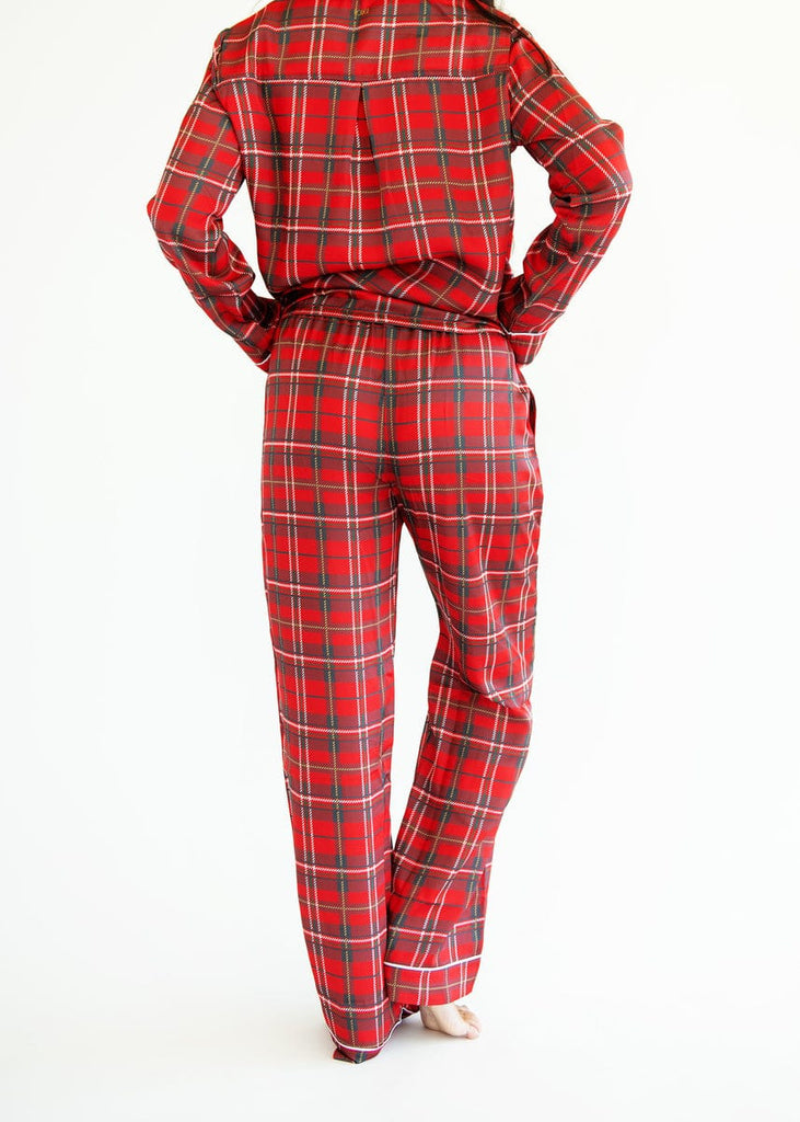 Middle of the Night Pajamas Satin Red Plaid Minky Couture