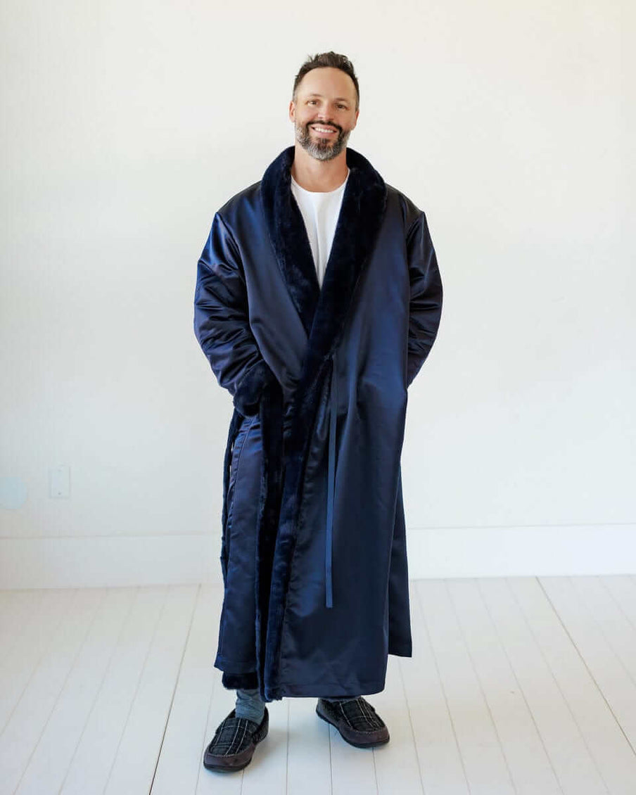 Satin Navy Robe For Her