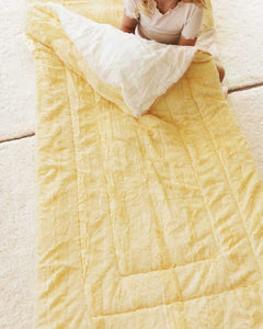 Minky Couture Sleeping Bag in Butter Yellow color.