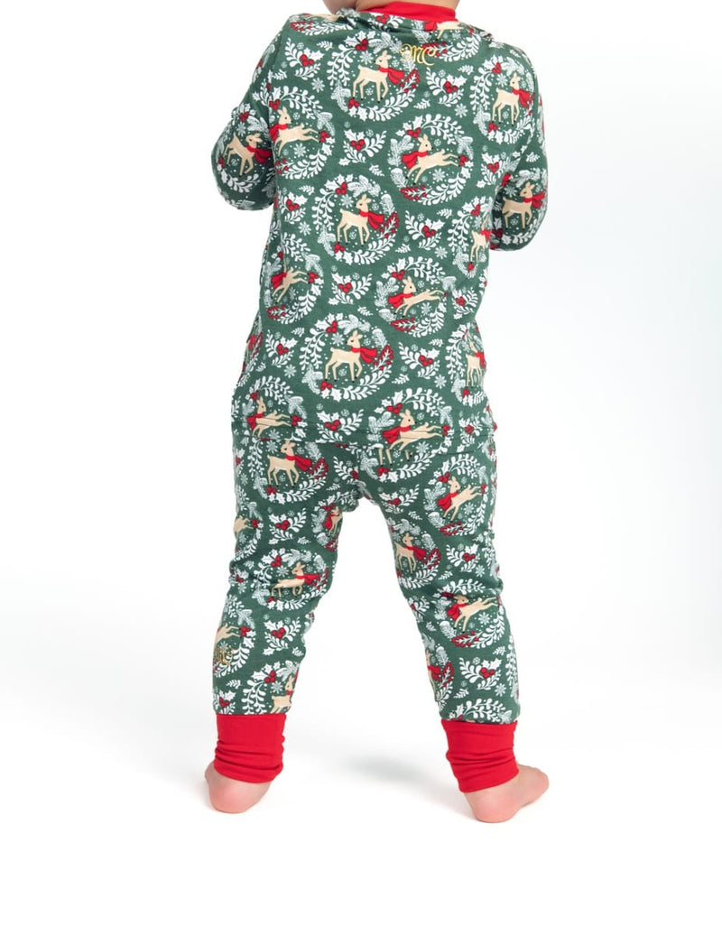 Snug-Fitting Toddler Matching Set - Green Reindeer
