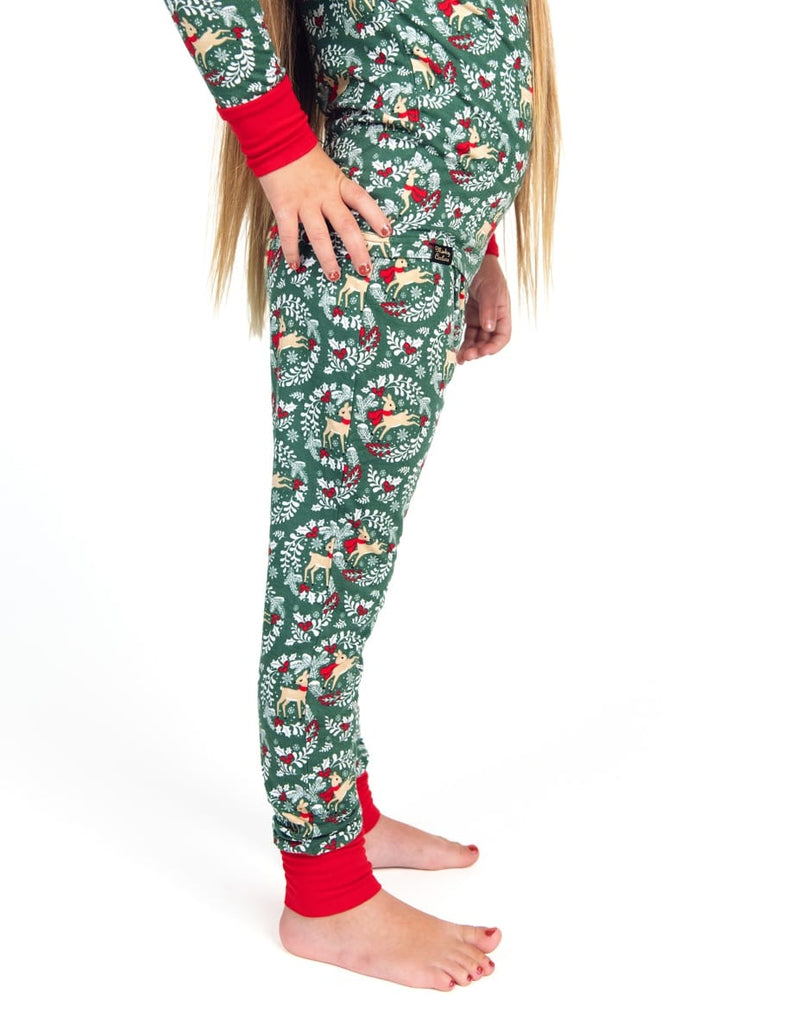 Snug-Fitting Toddler Matching Set - Green Reindeer