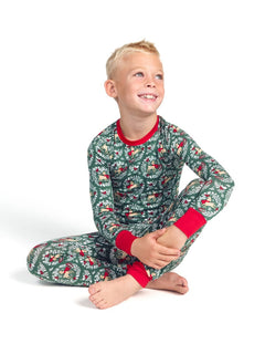 Snug-Fitting Tween Matching Set - Green Reindeer