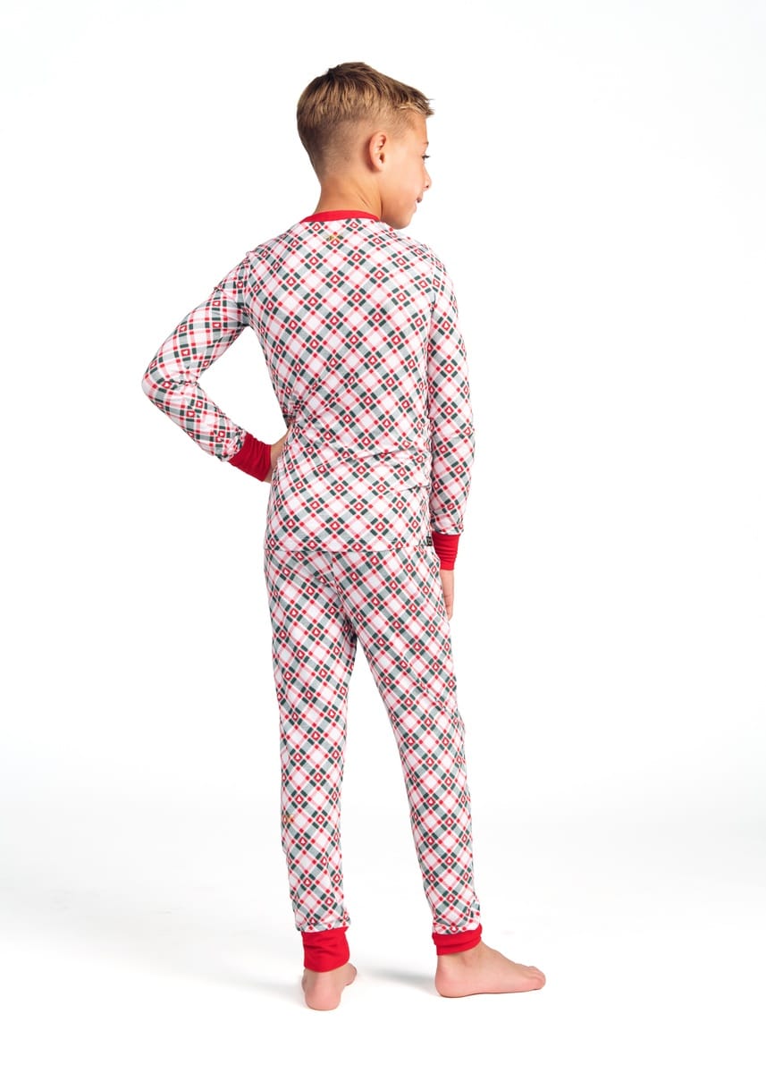Snug-Fitting  Tween Matching Set - Tree Plaid