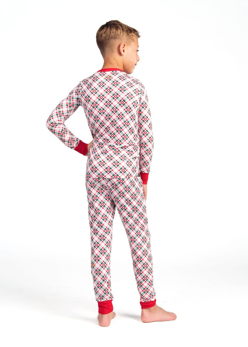 Snug-Fitting  Tween Matching Set - Tree Plaid