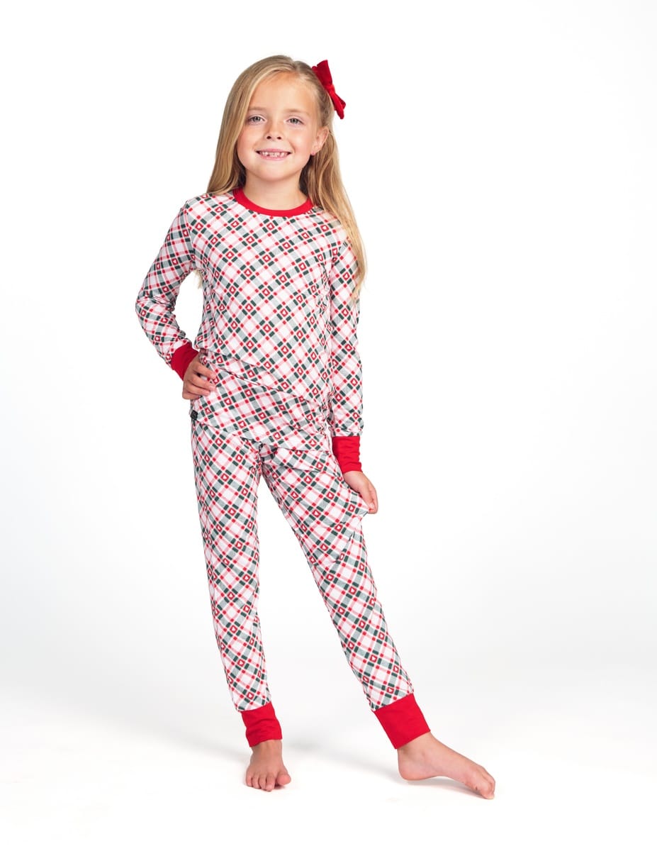 Snug-Fitting  Tween Matching Set - Tree Plaid